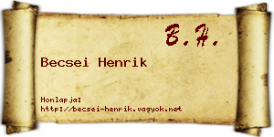 Becsei Henrik névjegykártya